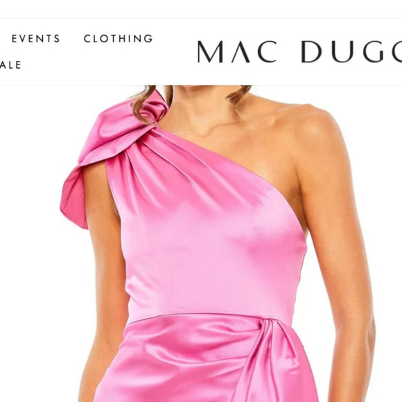 Ieena for Mac Duggal One Shoulder Puff Sleeve Ruched Dress in Pink. Sz: 6 - Picture 3 of 11